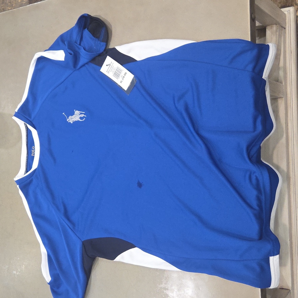 Polo Blue and White Athletic Shirt. NWT